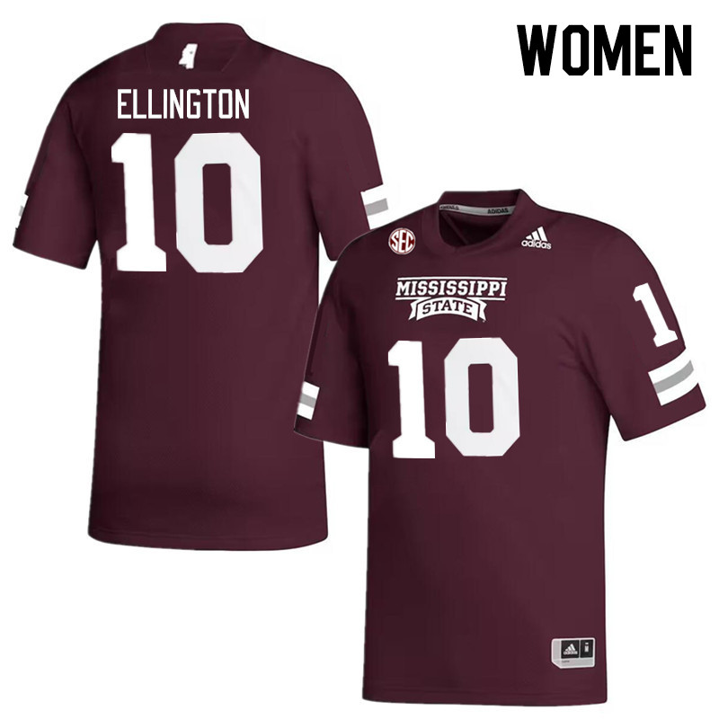 Women #10 Corey Ellington Mississippi State Bulldogs College Football Jerseys Stitched Sale-Maroon